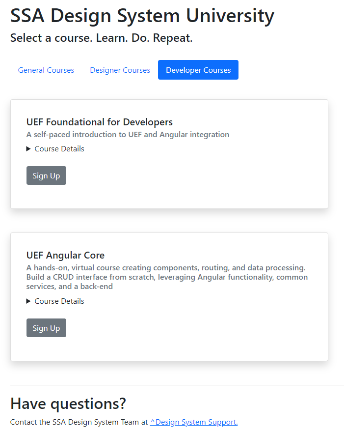 SSA Design System University